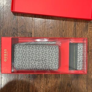 Brand new!! GUESS Monogram Gray Phone Case and Wallet Set